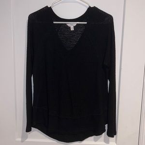 Time & Tru Black V-Neck Long Sleeve